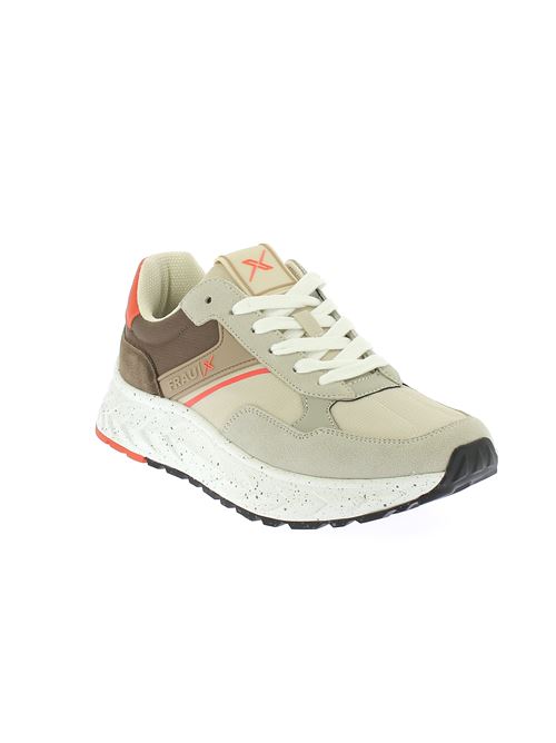 sneaker uomo Frau X beige e arancio in camoscio e tessuto con plantare estraibile FRAU | X002X