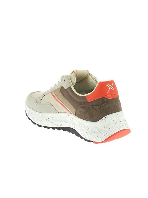sneaker uomo Frau X beige e arancio in camoscio e tessuto con plantare estraibile FRAU | X002X