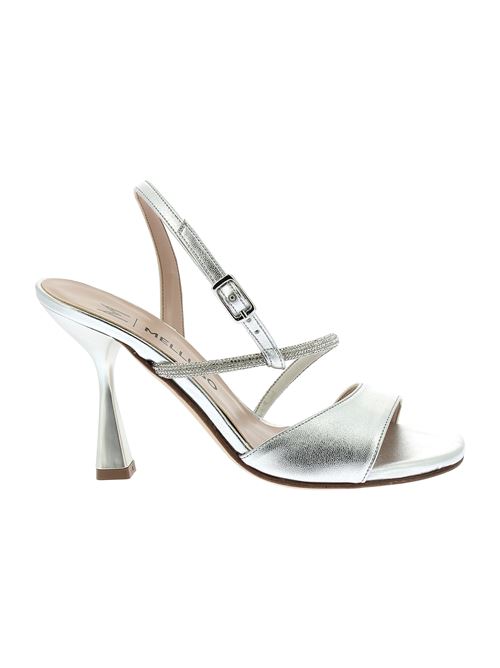 sandalo gioiello con tacco in pelle laminata argento MELLUSO | J662X