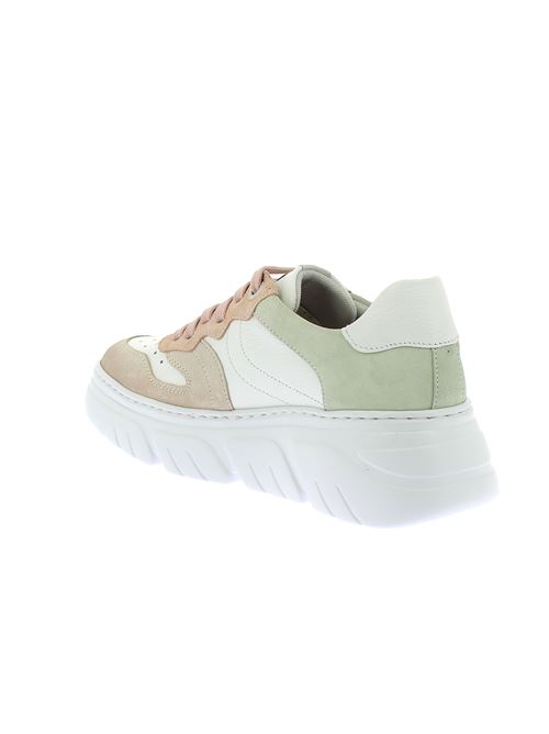 sneakers da donna in pelle e camoscio biaca e beige CALLAGHAN | 51809.4X