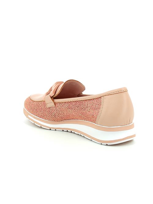 mocassino da donna in pelle e tessuto stretch rosa cipria CALLAGHAN | 87109.2X