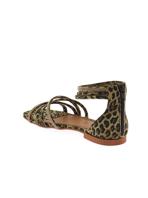 sandalo da donna in strass oro e tessuto animalier CREATIVE | 39713X