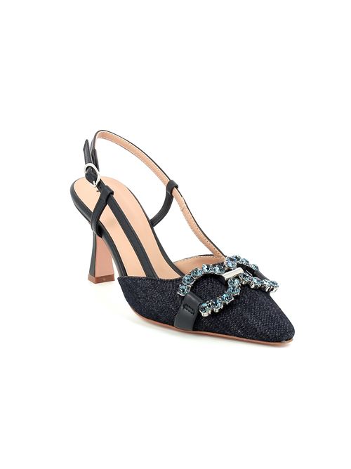 decolleté con tacco in denim blu FRAU | 82F7X