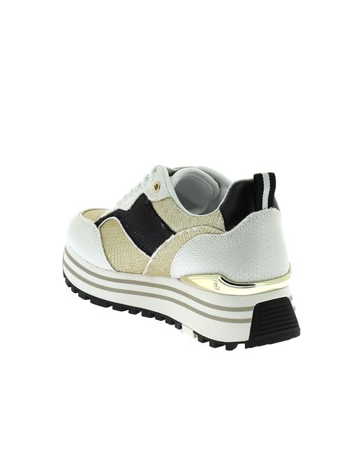 Maxi Wonder sneakers da donna in tessuto glitter bianco e oro LIU-JO | BA4059TX055S3180