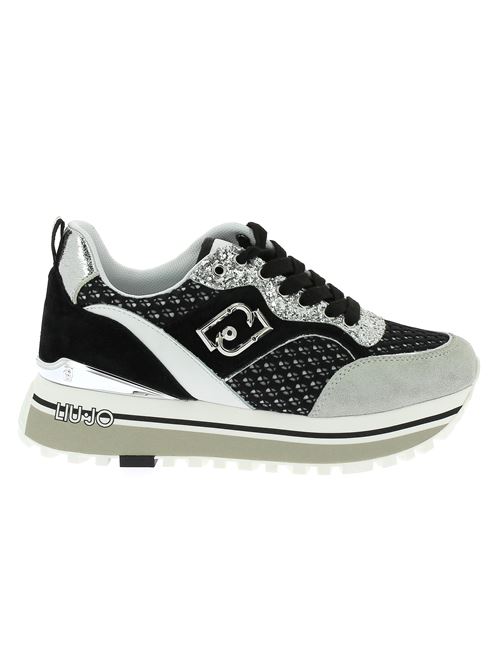 Maxi Wonder sneakers da donna in camoscio e tessuto nero LIU-JO | BA4059TX39422222