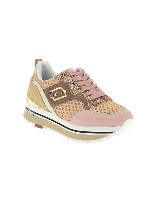 Maxi Wonder sneakers da donna in camoscio e tessuto cipria LIU-JO | BA4059TX394S1506