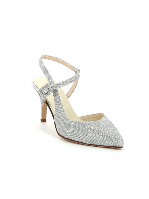 decolleté con tacco in tessuto glitter argento BERTOSSI | 320Y