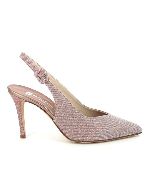 decolleté con tacco in tessuto glitter rosa cipria BERTOSSI | 330X