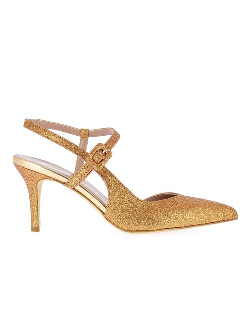 decolleté con tacco in tessuto glitter rame BERTOSSI | 320X