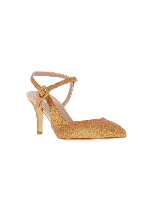 decolleté con tacco in tessuto glitter rame BERTOSSI | 320X