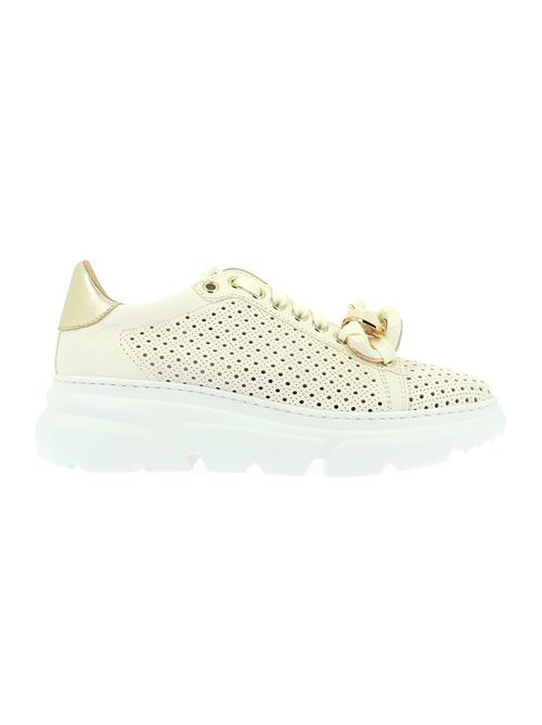 sneakers da donna in pelle forata beige STOKTON | 861DSS23Y